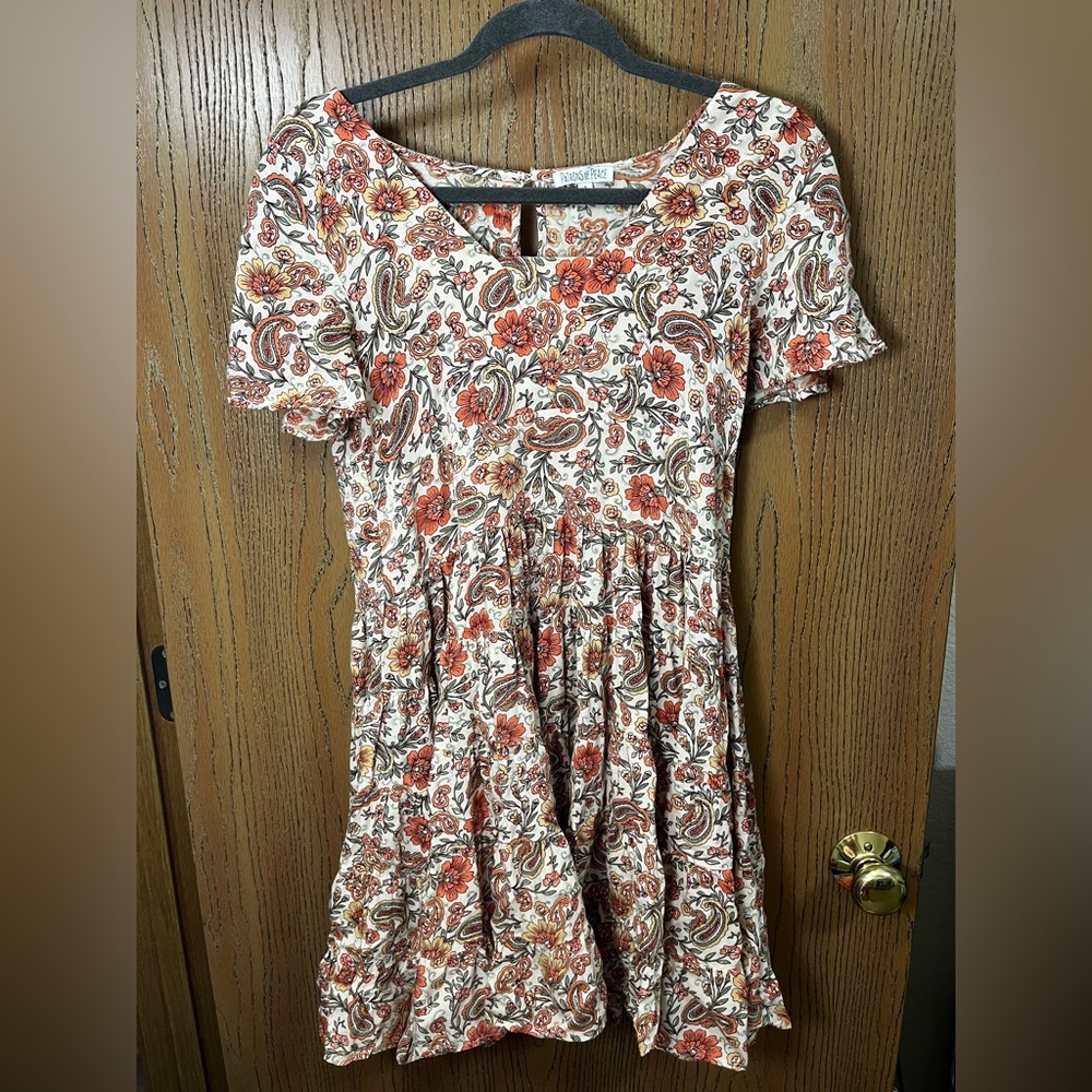 Patrons of Peace Orange Paisley Mini Dress